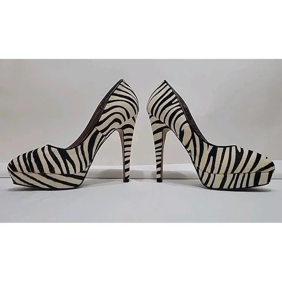 ALDO Jonquiere Zebra Print Platform Pumps Stiletto High Heels Women’s Size 7 - Picture 5 of 16